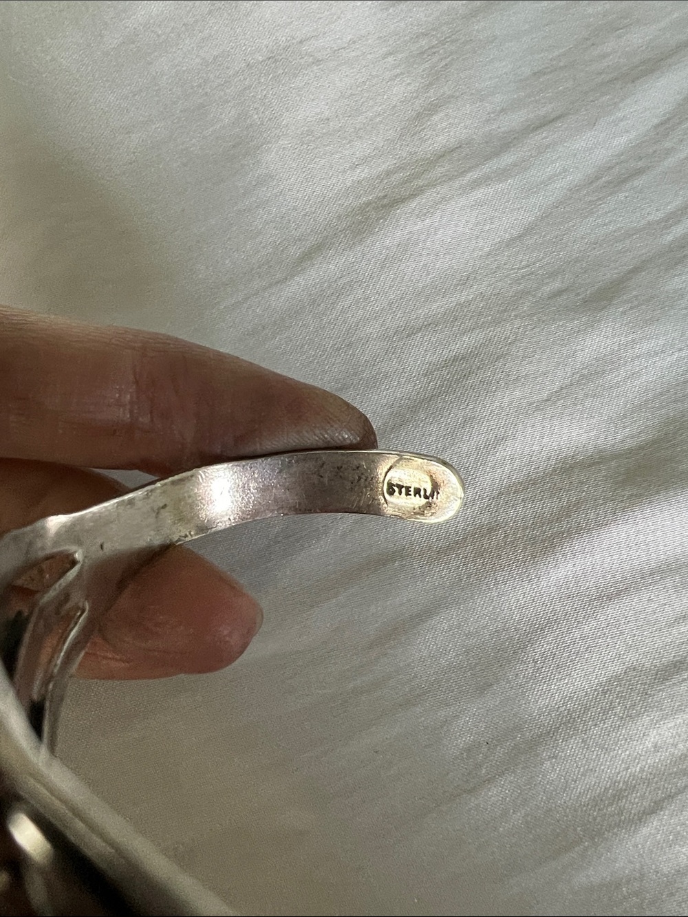 Sterling Silver Cuff Bracelet with Turquoise Stone - Picture 6 of 8